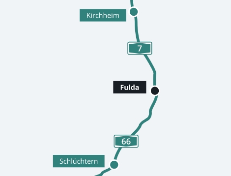 Karte mit dem Standort der Praxis in Fulda - Wirbelsäulen-Zentrum Fulda | Main | Kinzig