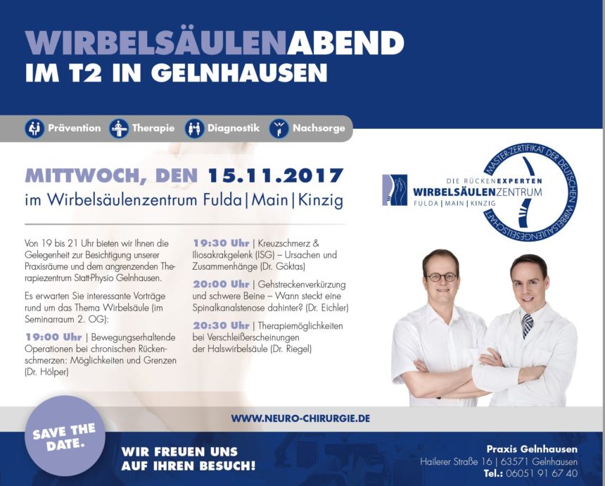 15.11.2017 – Wirbelsäulenabend im T2 in Gelnhausen
